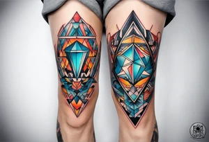 knee tattoo with geometric shapes tattoo idea