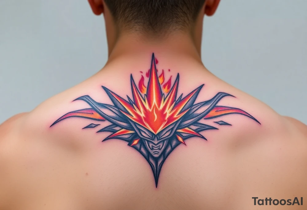 legendary dragonball z scene with energy aura and power effects tattoo idea