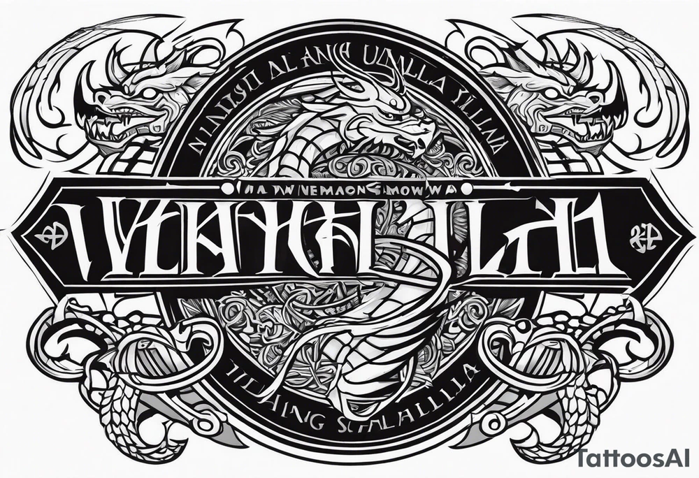 Viking valhalla sword shield dragon tattoo idea