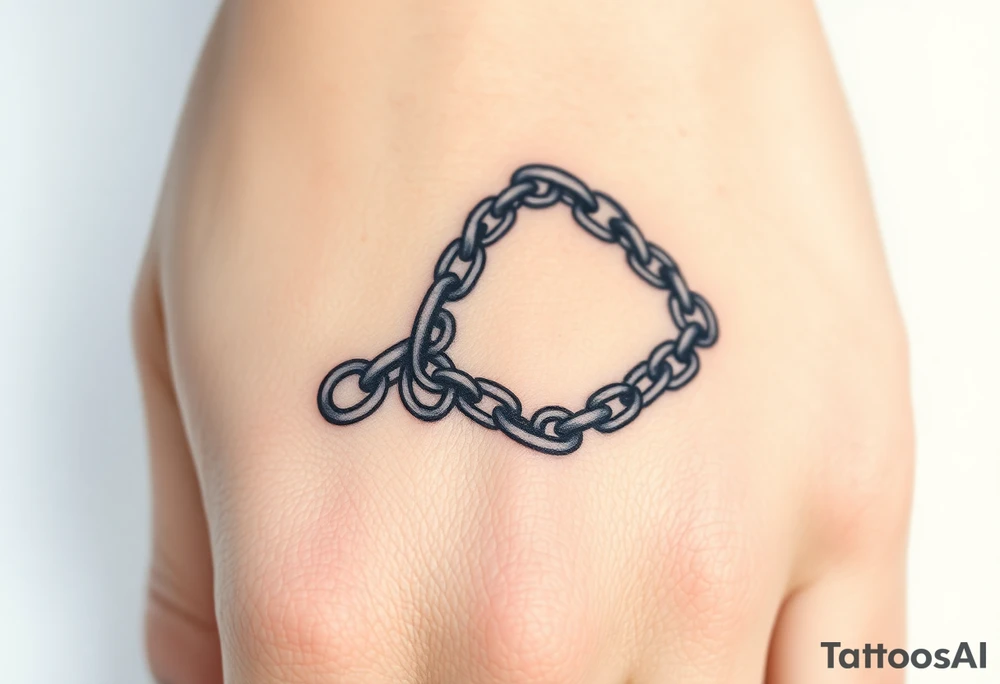 Gothic chains wrapped around outline of index finger and thumb tattoo idea