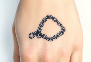 Gothic chains wrapped around outline of index finger and thumb tattoo idea