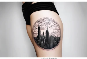 skyline tattoo with clouds tattoo idea