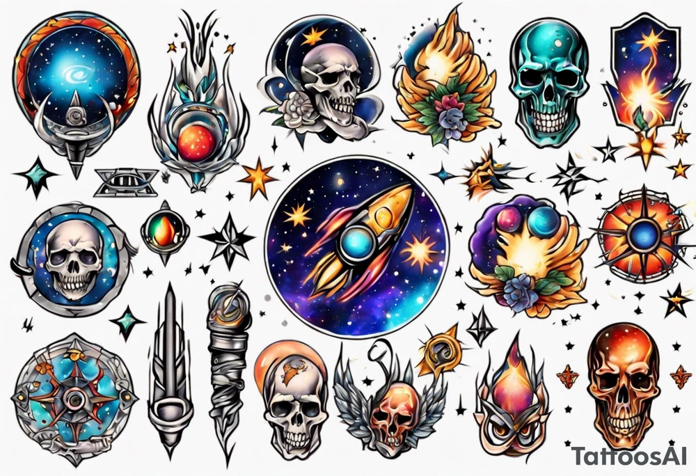 galaxy full arms tattoo idea