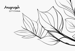Write my name ‘Anugrah Setyawibawa’ in simple one line leaf tattoo idea