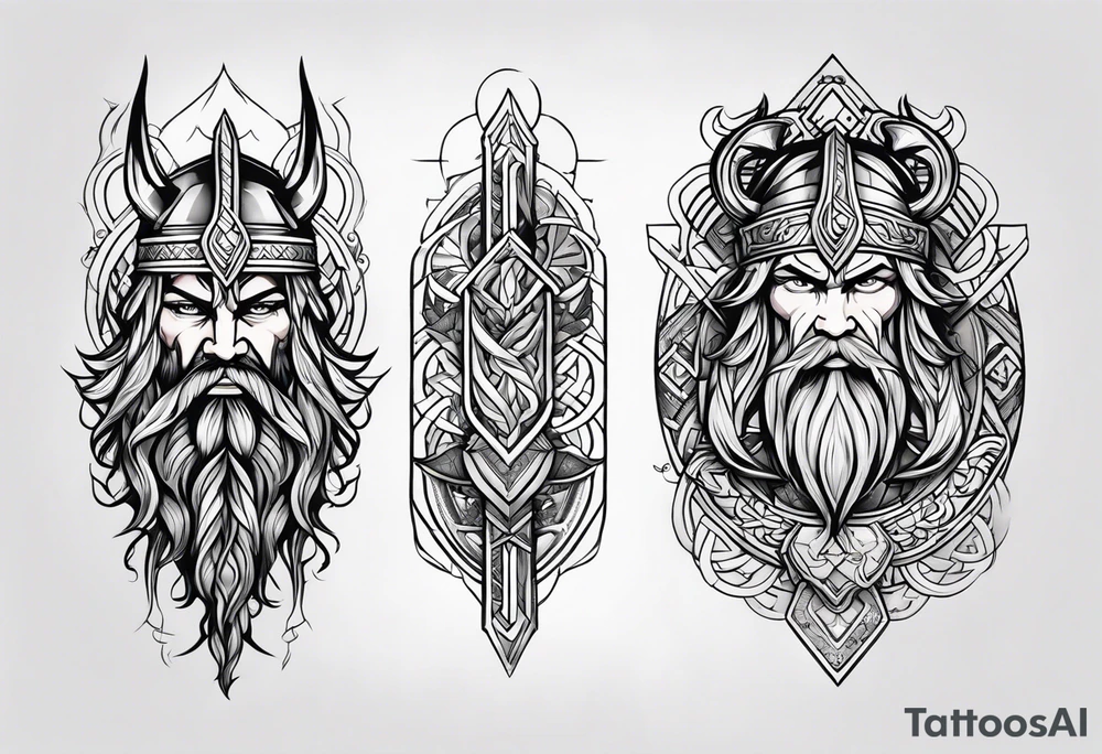 Generate a full left-arm tattoo based on Viking mythology tattoo idea
