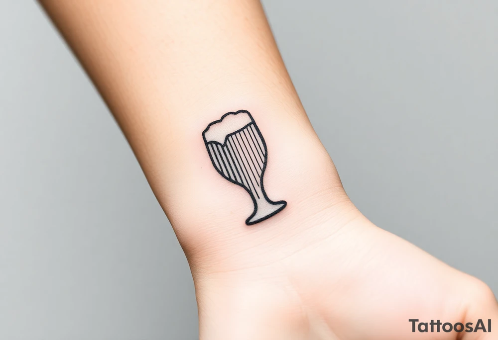 A barcode that turns into a beer glass shape, symbolizing the commercial and artistic side of beer culture tattoo idea