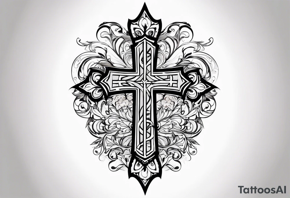 Cross tattoo with a “L” and “T” in it tattoo idea