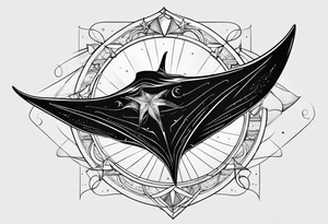 Manta ray with a nautical star inside tattoo idea