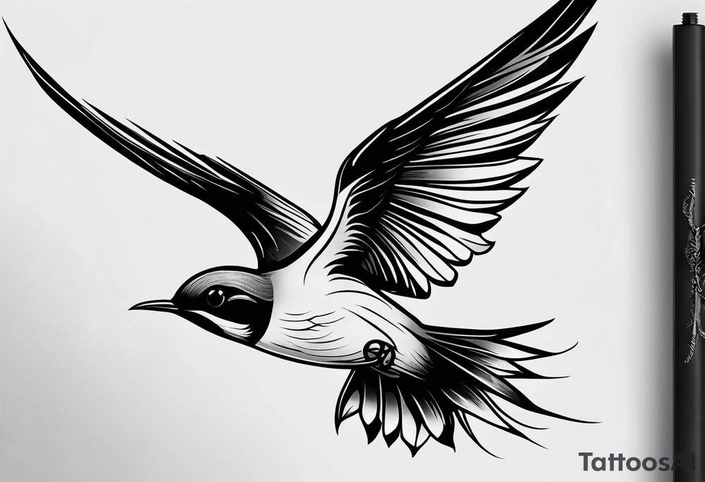 Design a forearm tattoo featuring a minimalist swallows in flight, symbolizing freedom and new beginnings tattoo idea