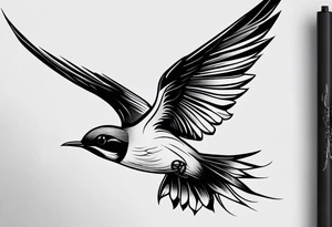Design a forearm tattoo featuring a minimalist swallows in flight, symbolizing freedom and new beginnings tattoo idea