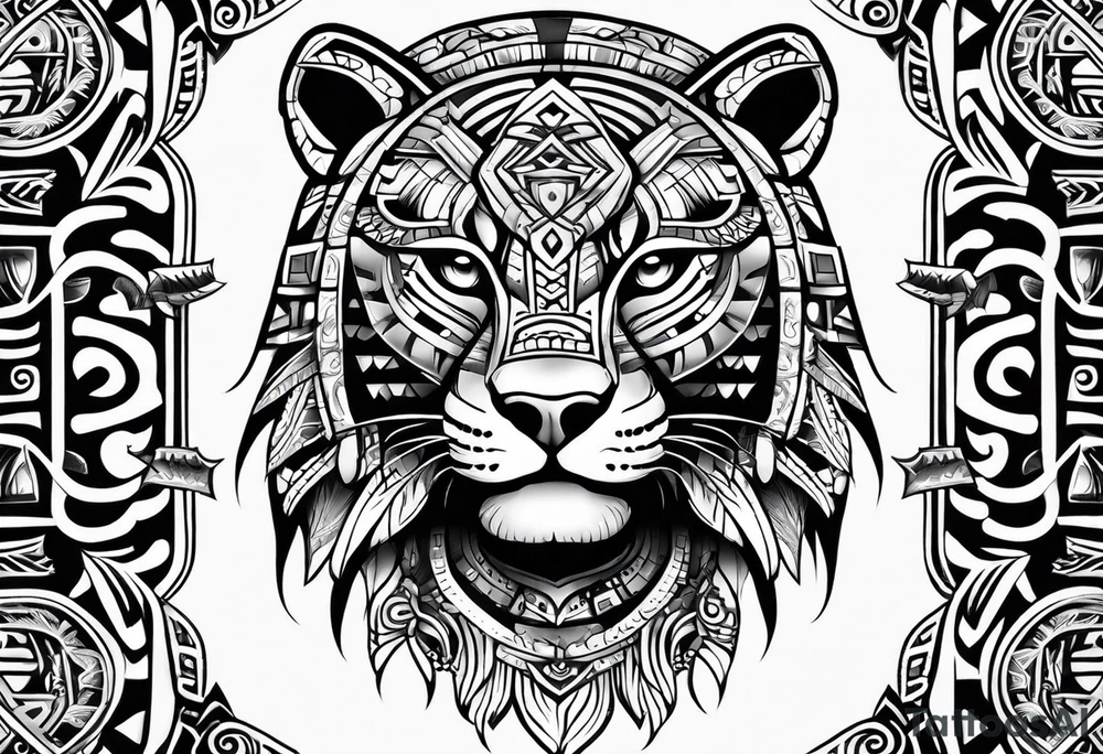 aztec jaguar tribal tattoo idea