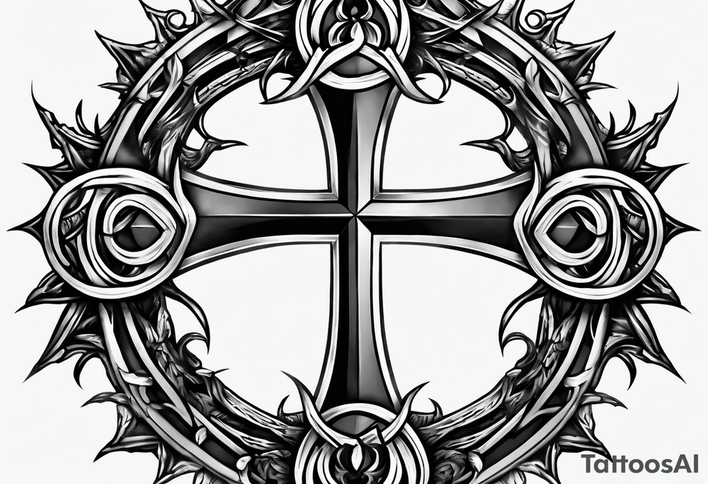 “Let me let them know your name let me let them know the pain” 
Biblical cross crown of thorns tattoo idea
