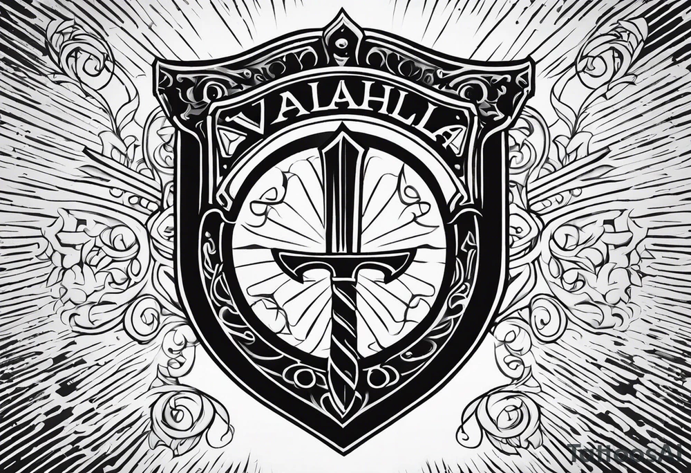 Valhalla sword shield axe armour tattoo idea