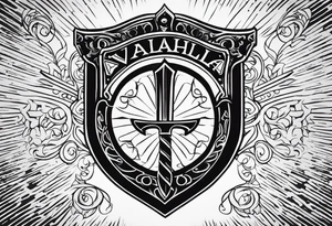 Valhalla sword shield axe armour tattoo idea