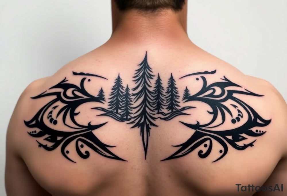 Snowy Alaskan winter forest tattoo idea