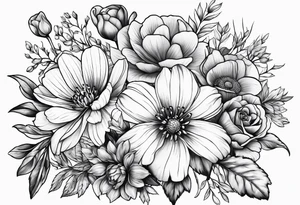 May november December February birth flower bouquet tattoo idea