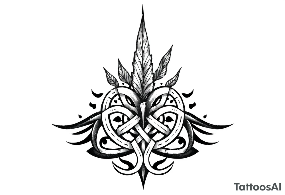 Arm band tattoo of Celtic knot infused with nature tattoo idea