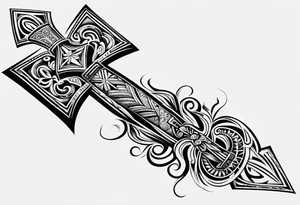 ankh mixed maori whole arm tattoo idea
