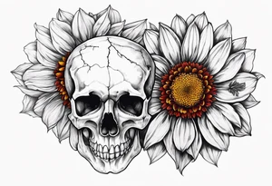 Indian blanket flower skull tattoo idea