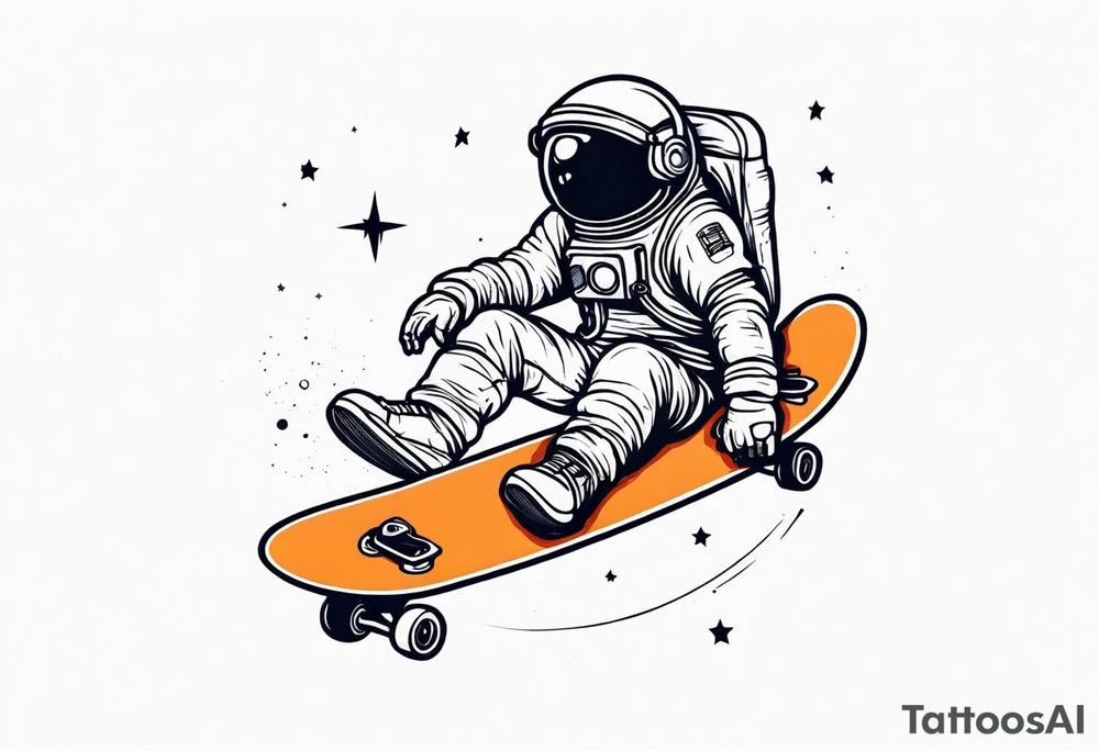 Astronaut mit skateboard tattoo idea