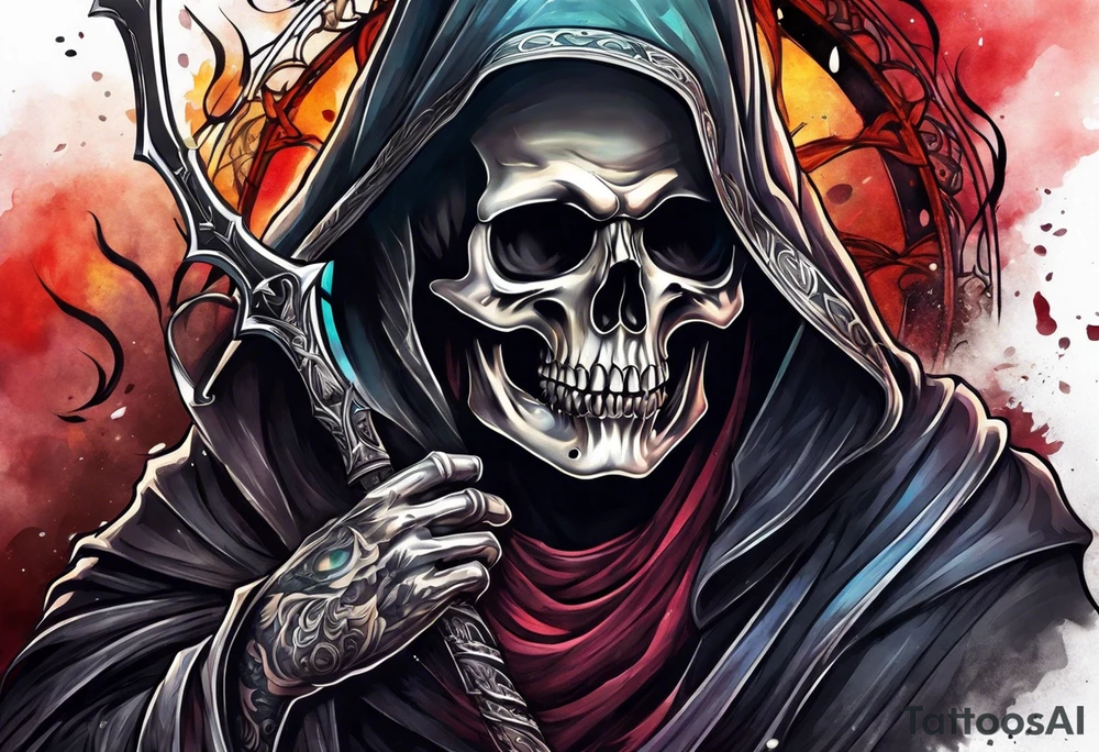 Grim reaper with a halo tattoo idea