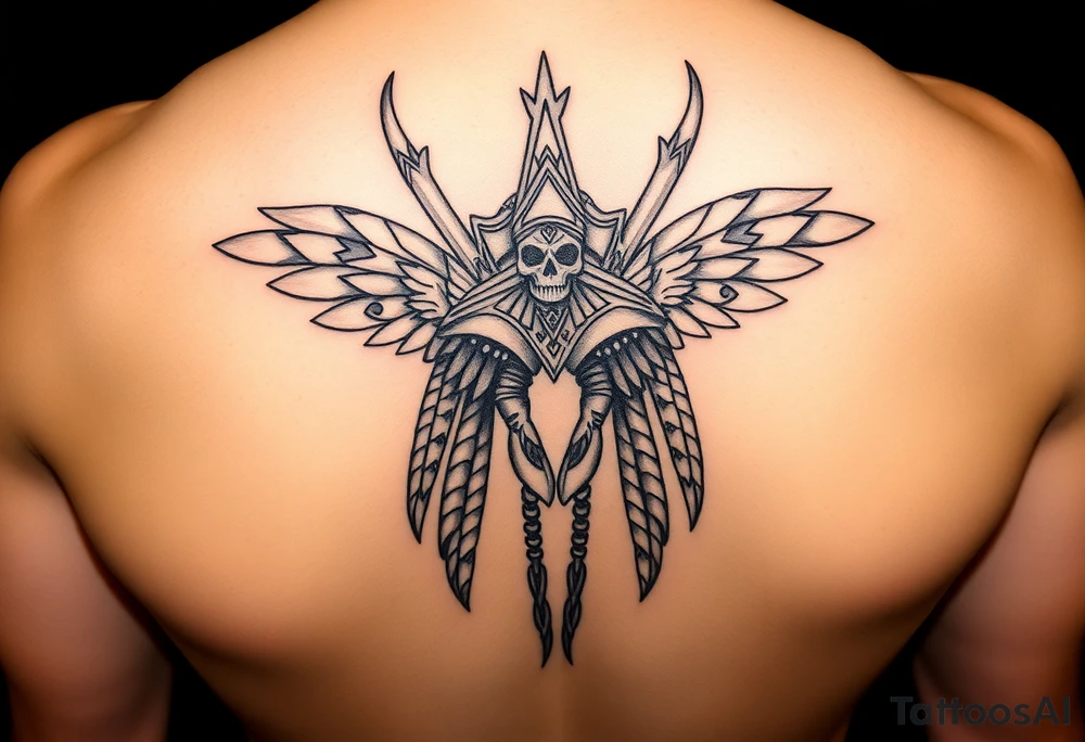 "Anubis as gold ufo 3 eyes

Style: Hyper-detailed blackwork. Thigh/calf placement." tattoo idea