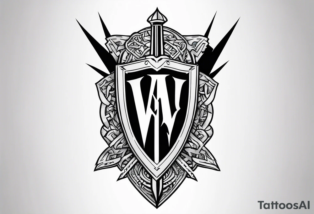 Valhalla sword shield lightning tattoo idea