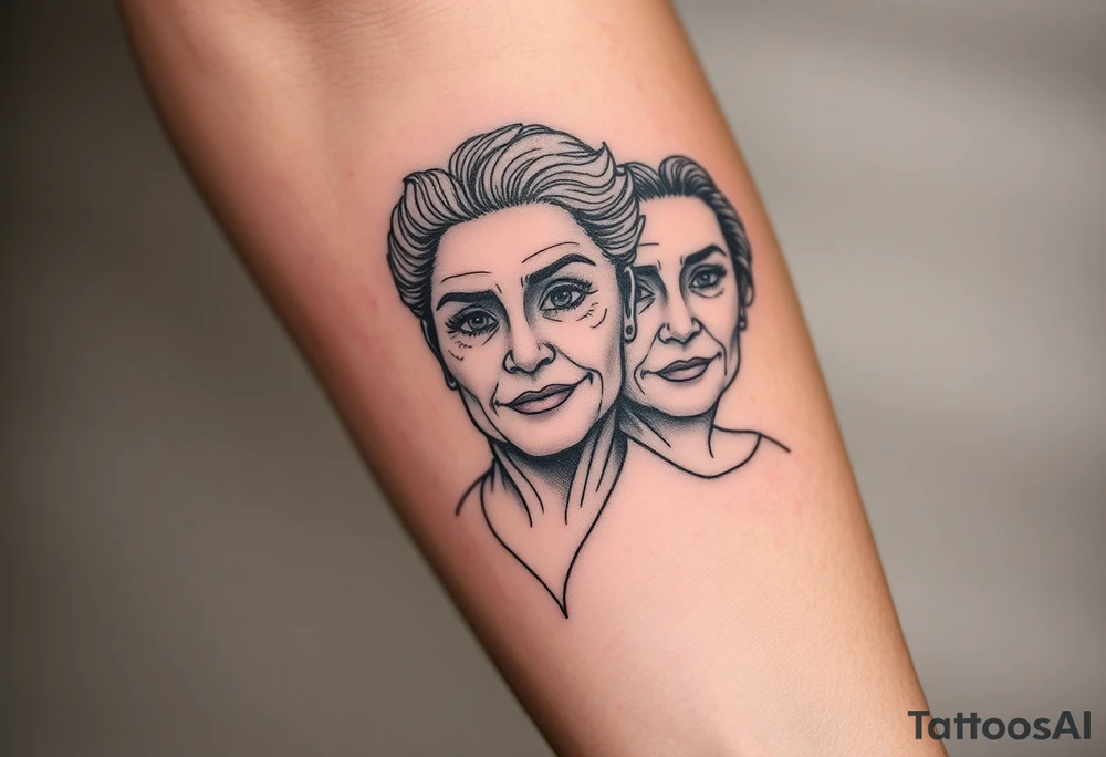 le facce delle tre donne della mia vita, mia mamma mia nonna e mia sorella tattoo idea