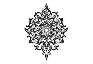 mytical shaman and witch ancient ornament with rhyme tattoo idea