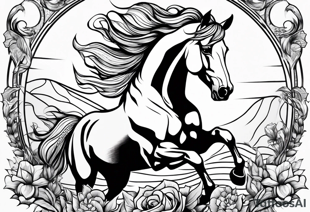 Linework horse tattoo idea