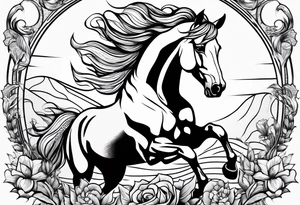 Linework horse tattoo idea