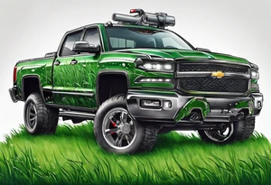Automatic lawn sprinkler with green grass tattoo idea