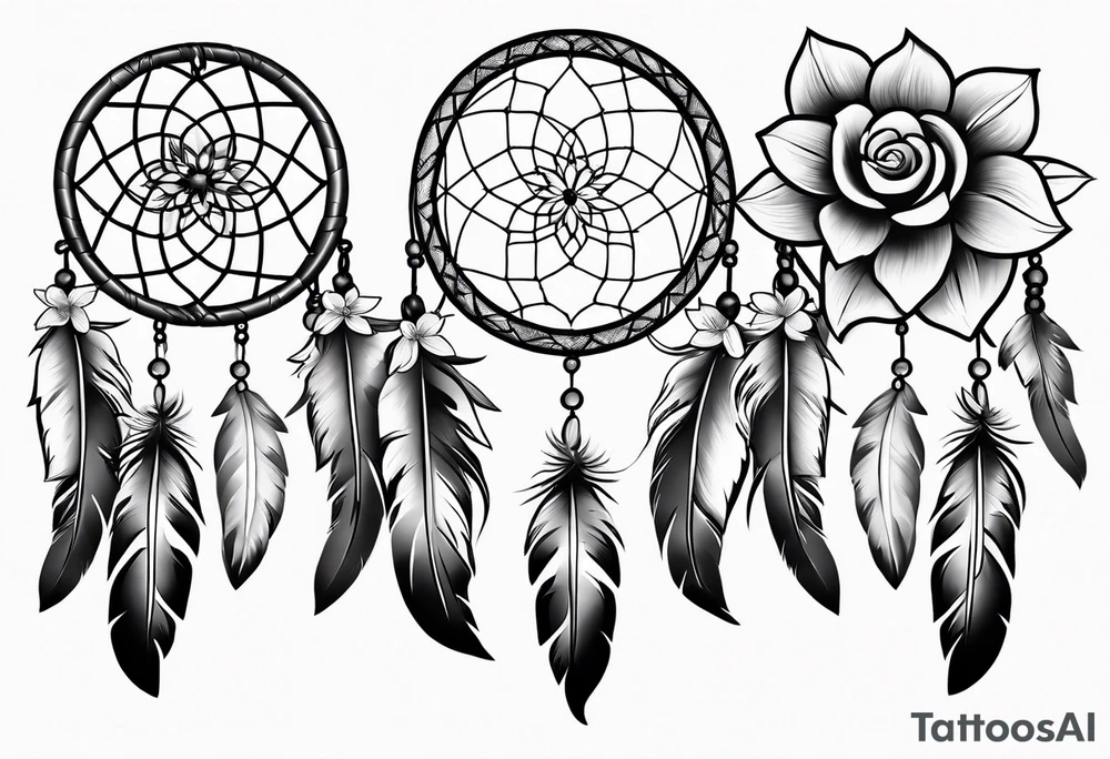 Dream catcher with flowers tattoo idea