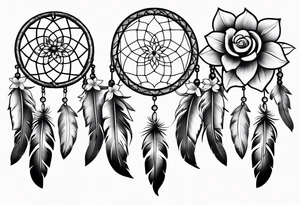 Dream catcher with flowers tattoo idea