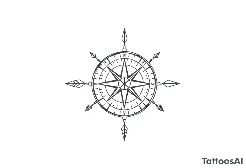 Compass with arrows tattoo idea