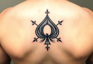 A spade womb tattoo with a Q in the center, with three points around the outside. The first reading, "BLACK". The second reading, "BABY". The third reading, "ONLY". tattoo idea
