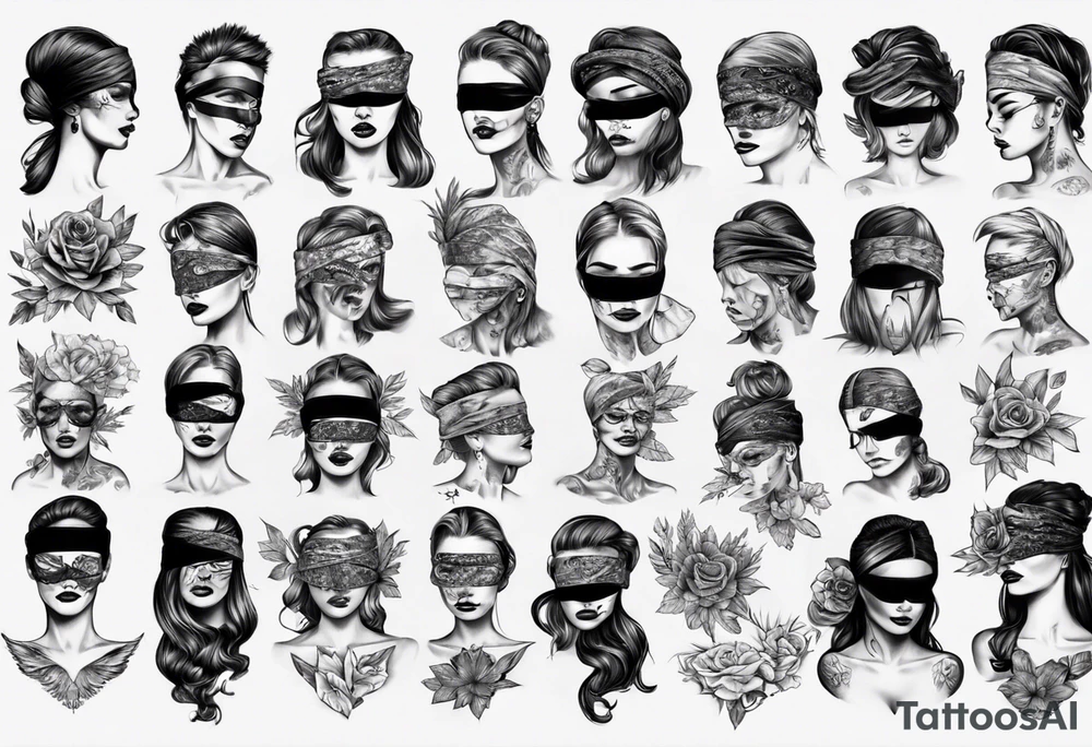 woman with blindfold tattoo idea