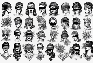 woman with blindfold tattoo idea