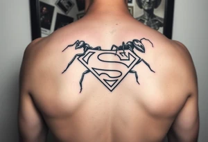 black ants carrying a superman logo on its back tattoo idea