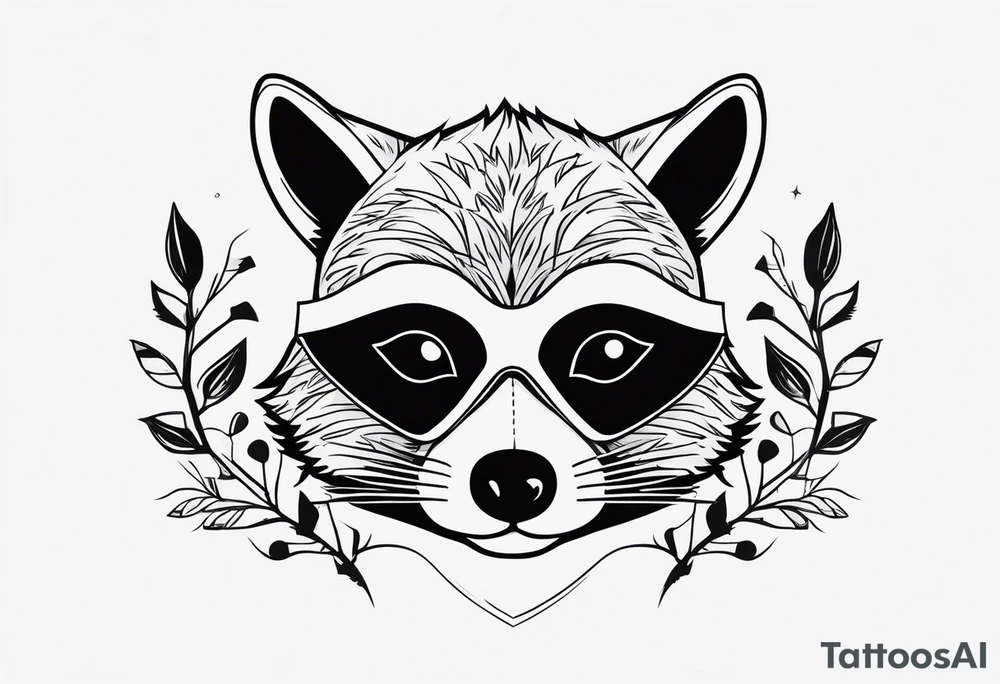 Cute raccoon with a mask tattoo idea