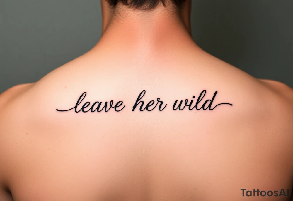 small fine line tattoo of words "leave her wild" tattoo idea