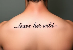 small fine line tattoo of words "leave her wild" tattoo idea