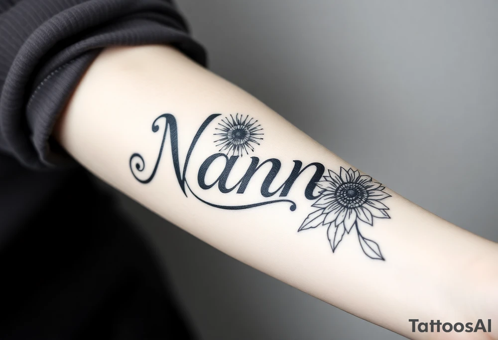 Word Nanny with sunflower 
 tattoos tattoo idea