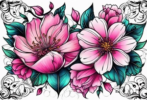 Pink flowers tattoo idea