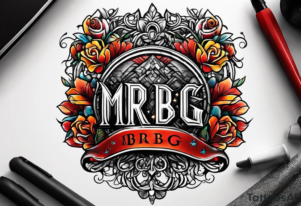 logo-type tattoo word "MRBG" tattoo idea