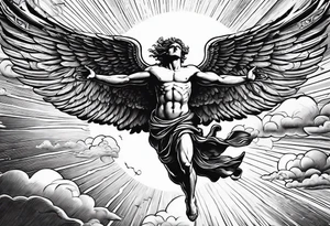 icarus greek god flying into the sun and falling down tattoo idea