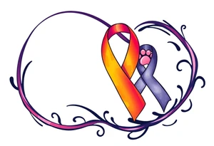 infinity symbol and cancer ribbon with dawg paw tattoo idea