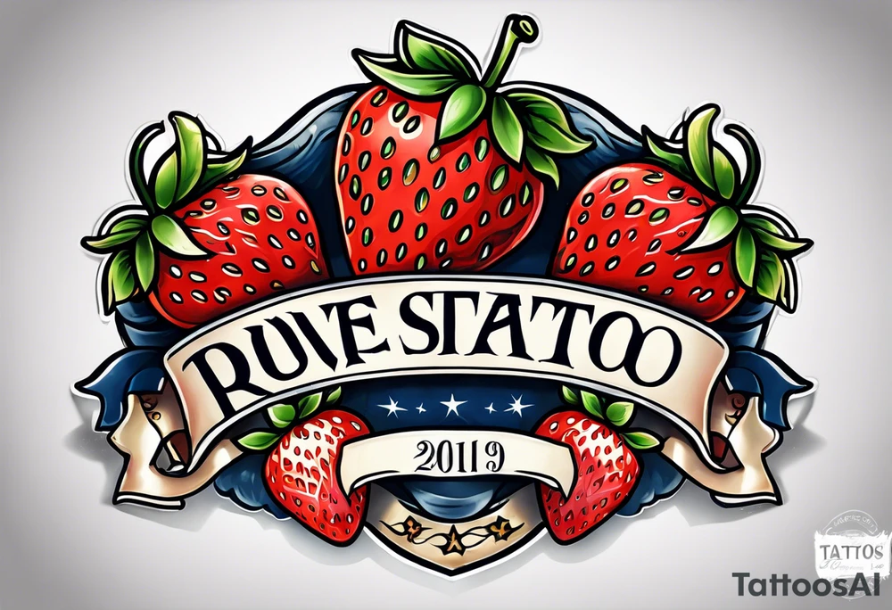 traditional navy tattoo Strawberry with banner that says Pops tattoo idea