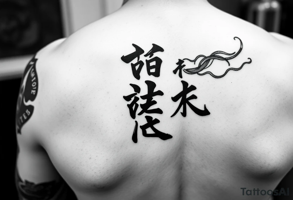 Forarm sleeve to go with good karma tattoo in traditional Japanese writing tattoo idea