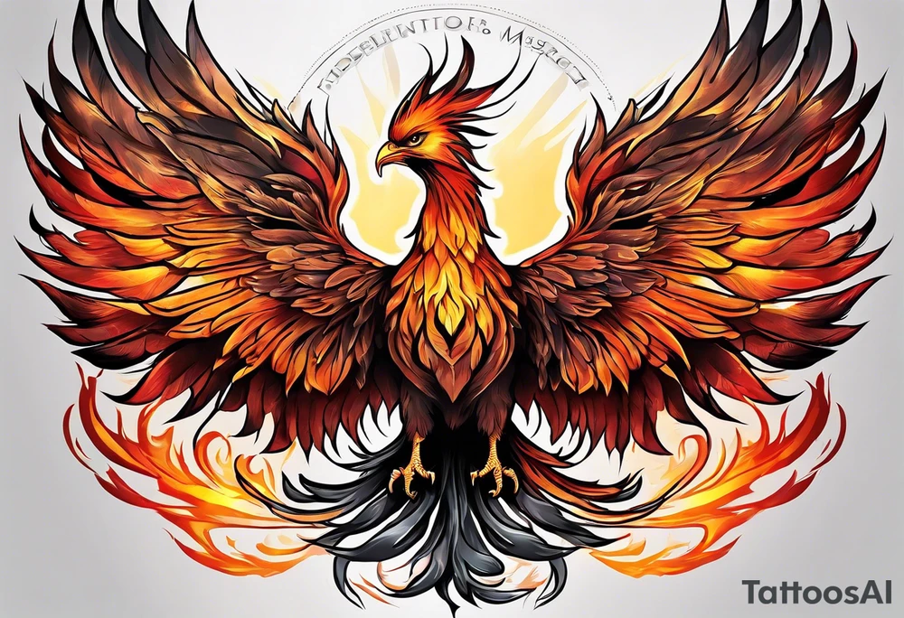 Phoenix rising out of fire. Rebirth. tattoo idea
